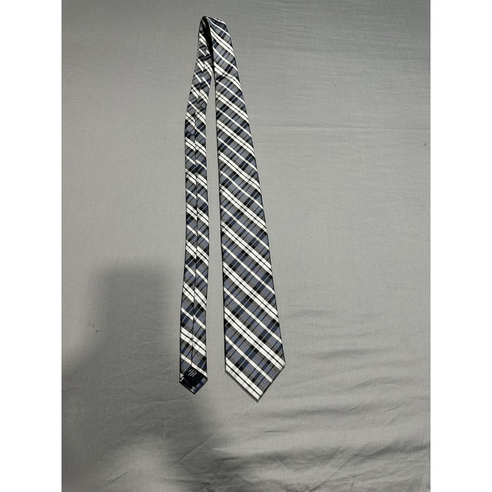The Savile Row Company Blue/Black‎ Plaid Neck Tie Preppy